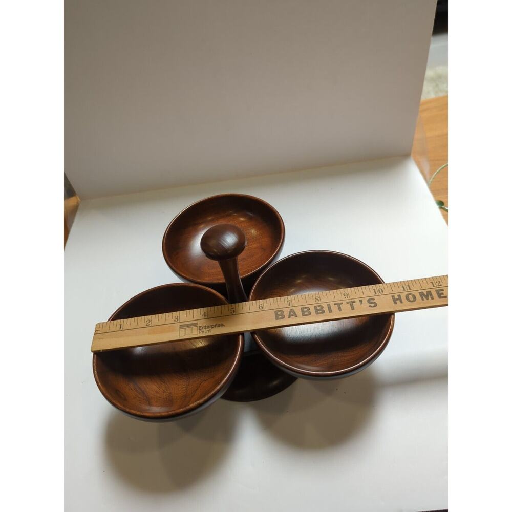 Vintage Margaret Studios Wood Lazy Susan Serving Bowls Rare Mid Century Modern - Picture 7 of 8